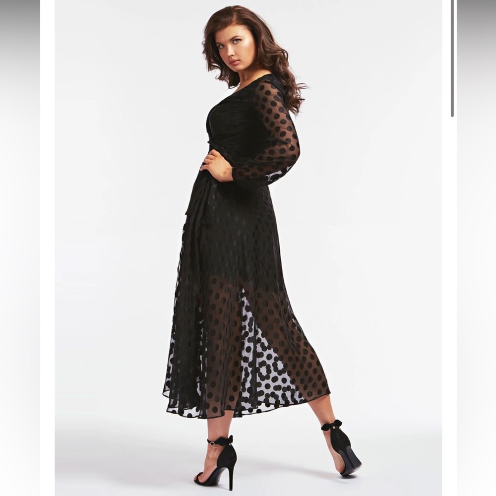 Guess Black Bertha Long-Sleeve Wrap Dress